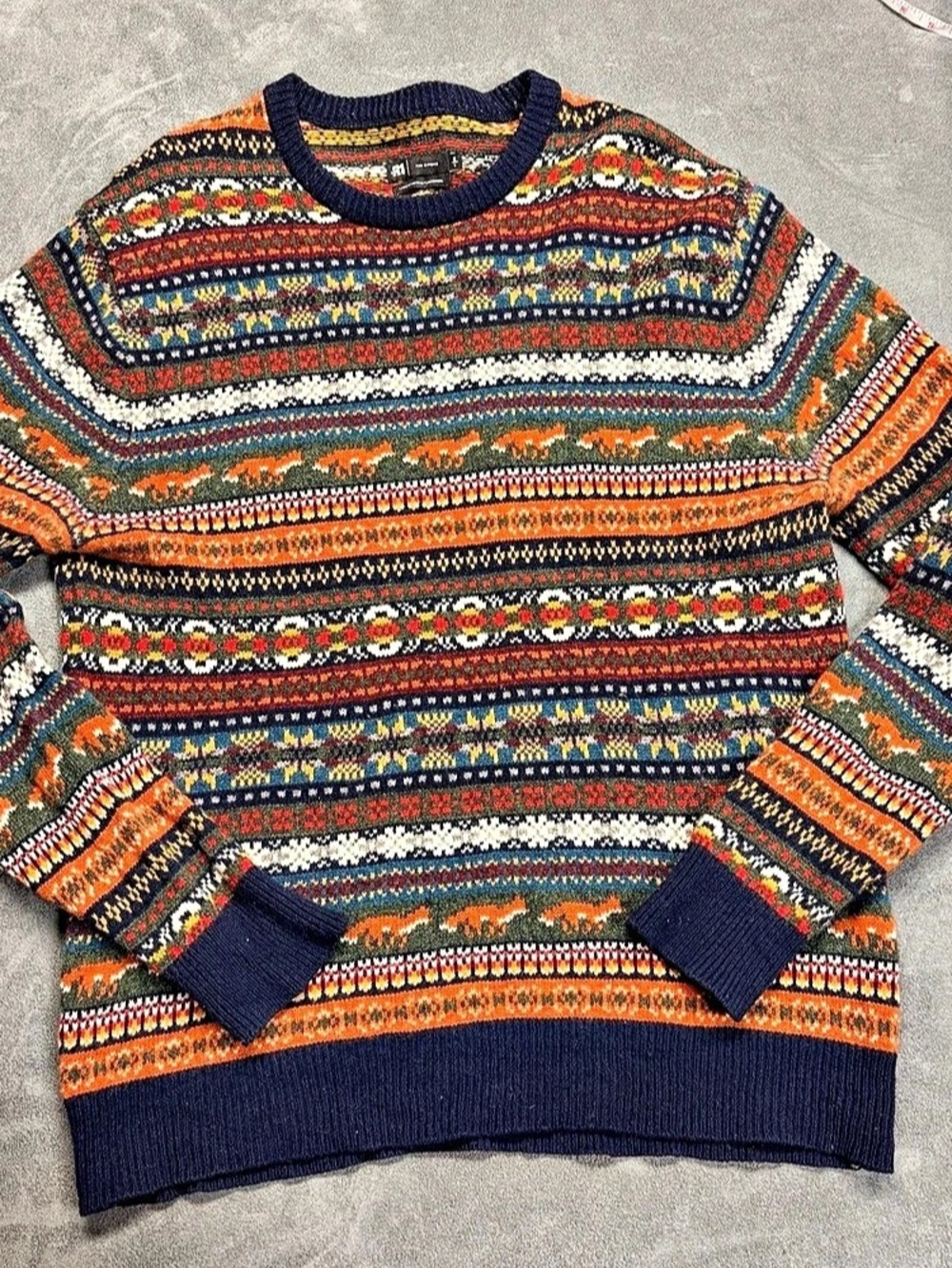 Mens Lambswool Fair Isle Sweater Size Large